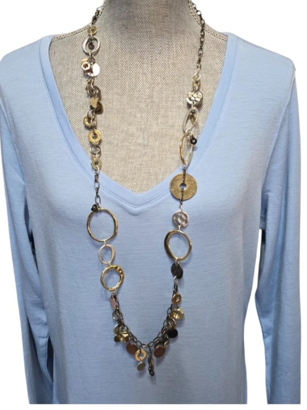 Sequin Women's Long Chain Rustic Dangle Charm Multi Color Necklace NWT
